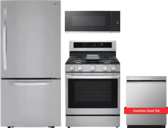 4 Piece Package Includes Refrigerator, Range, Microwave And Dishwasher