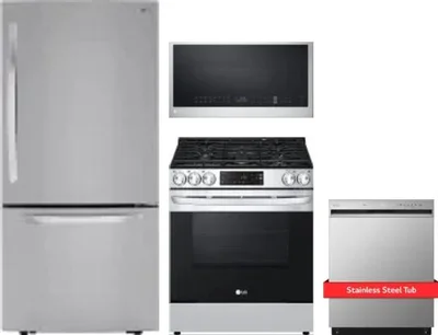 4 Piece Package Includes Refrigerator, Range, Microwave And Dishwasher