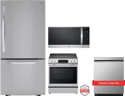 4 Piece Package Includes Refrigerator, Range, Microwave And Dishwasher