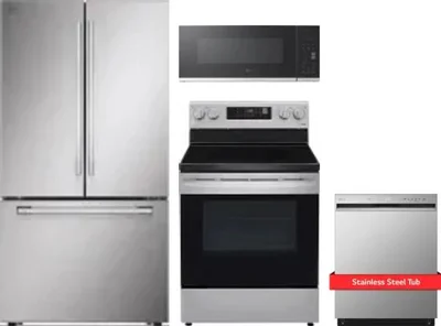 4 Piece Package Includes Refrigerator, Range, Microwave And Dishwasher