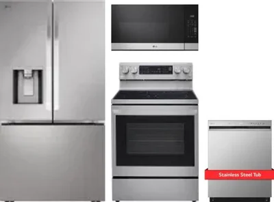 4 Piece Package Includes Refrigerator, Range, Microwave And Dishwasher