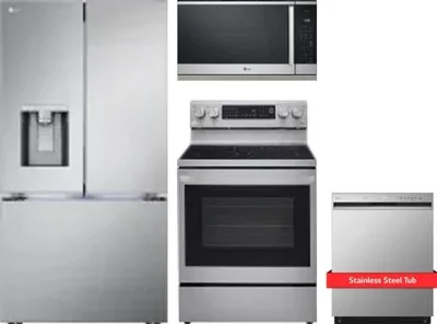 4 Piece Package Includes Refrigerator, Range, Microwave And Dishwasher