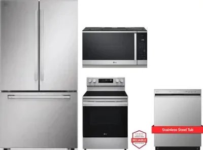 4 Piece Package Includes Refrigerator, Range, Microwave And Dishwasher