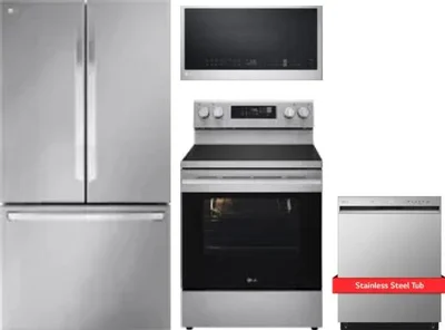 4 Piece Package Includes Refrigerator, Range, Microwave And Dishwasher