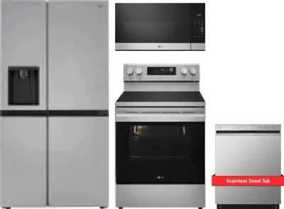 4 Piece Package Includes Refrigerator, Range, Microwave And Dishwasher