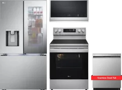 4 Piece Package Includes Refrigerator, Range, Microwave And Dishwasher