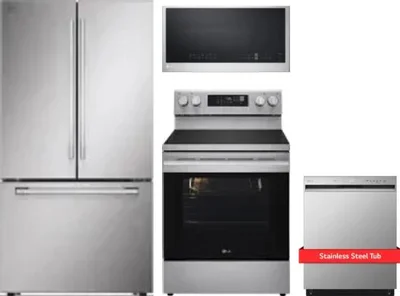 4 Piece Package Includes Refrigerator, Range, Microwave And Dishwasher
