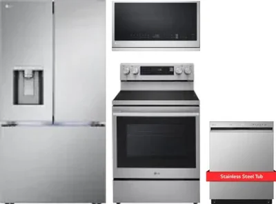 4 Piece Package Includes Refrigerator, Range, Microwave And Dishwasher