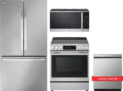 4 Piece Package Includes Refrigerator, Range, Microwave And Dishwasher