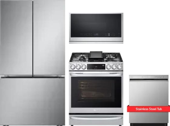4 Piece Package Includes Refrigerator, Range, Microwave And Dishwasher