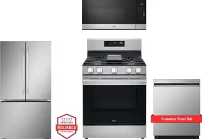 4 Piece Package Includes Refrigerator, Range, Microwave And Dishwasher