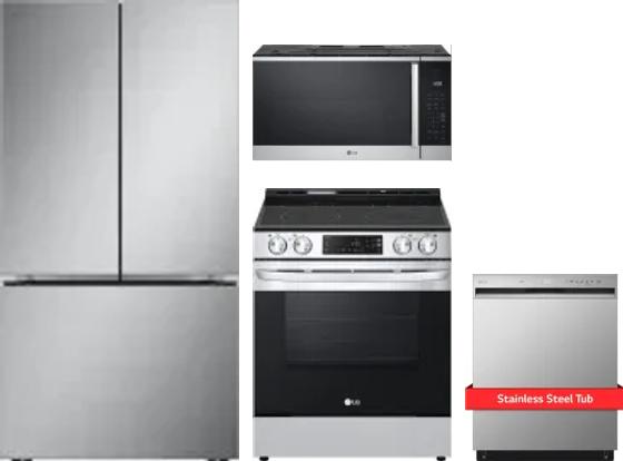4 Piece Package Includes Refrigerator, Range, Microwave And Dishwasher