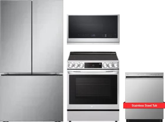 4 Piece Package Includes Refrigerator, Range, Microwave And Dishwasher