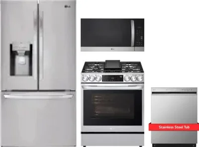 4 Piece Package Includes Refrigerator, Range, Microwave And Dishwasher