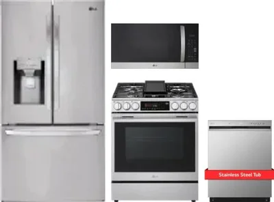 4 Piece Package Includes Refrigerator, Range, Microwave And Dishwasher