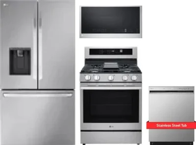 4 Piece Package Includes Refrigerator, Range, Microwave And Dishwasher