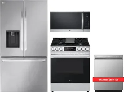 4 Piece Package Includes Refrigerator, Range, Microwave And Dishwasher