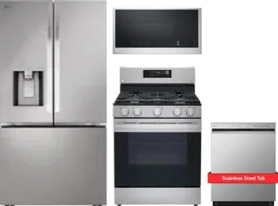 4 Piece Package Includes Refrigerator, Range, Microwave And Dishwasher