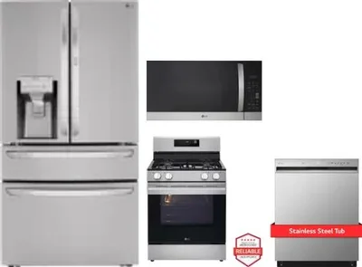 4 Piece Package Includes Refrigerator, Range, Microwave And Dishwasher