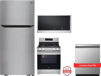 4 Piece Package Includes Refrigerator, Range, Microwave And Dishwasher