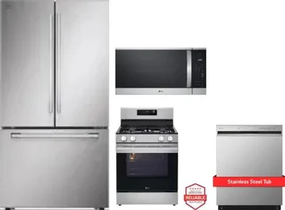4 Piece Package Includes Refrigerator, Range, Microwave And Dishwasher
