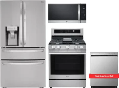 4 Piece Package Includes Refrigerator, Range, Microwave And Dishwasher