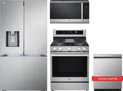 4 Piece Package Includes Refrigerator, Range, Microwave And Dishwasher