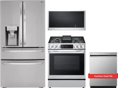 4 Piece Package Includes Refrigerator, Range, Microwave And Dishwasher