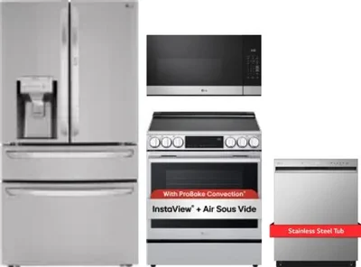 4 Piece Package Includes Refrigerator, Range, Microwave And Dishwasher
