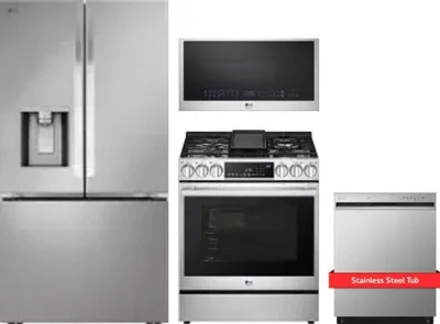 4 Piece Package Includes Refrigerator, Range, Microwave And Dishwasher