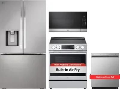 4 Piece Package Includes Refrigerator, Range, Microwave And Dishwasher