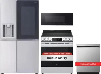 4 Piece Package Includes Refrigerator, Range, Microwave And Dishwasher