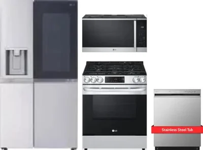 4 Piece Package Includes Refrigerator, Range, Microwave And Dishwasher