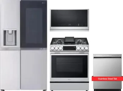 4 Piece Package Includes Refrigerator, Range, Microwave And Dishwasher