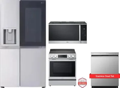 4 Piece Package Includes Refrigerator, Range, Microwave And Dishwasher
