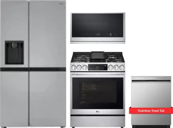 4 Piece Package Includes Refrigerator, Range, Microwave And Dishwasher