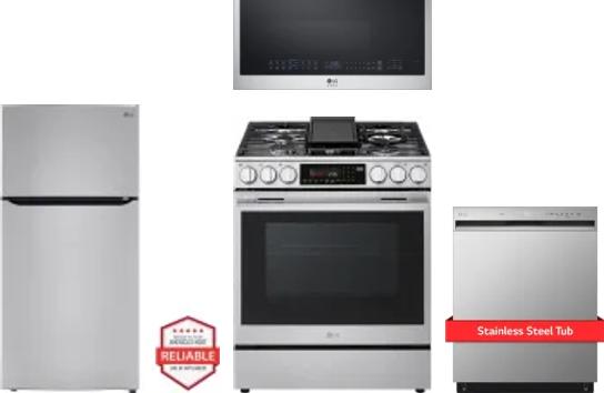 4 Piece Package Includes Refrigerator, Range, Microwave And Dishwasher