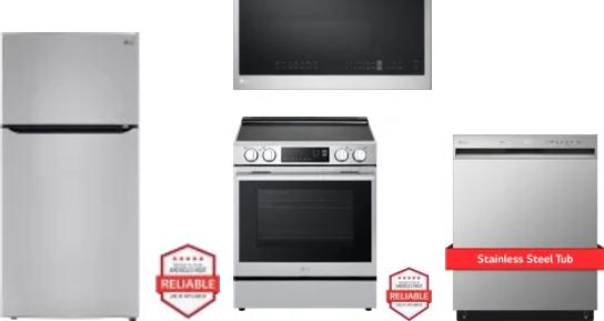 4 Piece Package Includes Refrigerator, Range, Microwave And Dishwasher