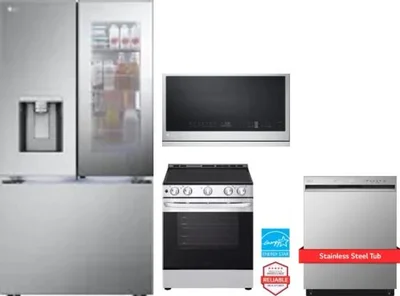 4 Piece Package Includes Refrigerator, Range, Microwave And Dishwasher