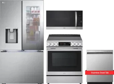 4 Piece Package Includes Refrigerator, Range, Microwave And Dishwasher