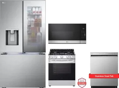4 Piece Package Includes Refrigerator, Range, Microwave And Dishwasher