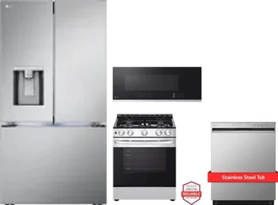 4 Piece Package Includes Refrigerator, Range, Microwave And Dishwasher