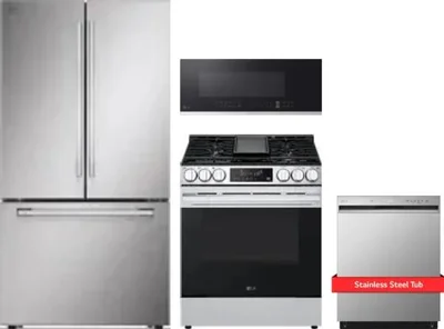 4 Piece Package Includes Refrigerator, Range, Microwave And Dishwasher