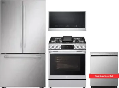 4 Piece Package Includes Refrigerator, Range, Microwave And Dishwasher