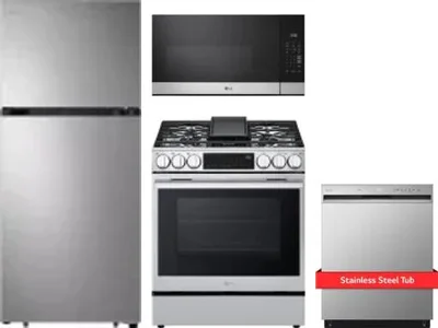4 Piece Package Includes Refrigerator, Range, Microwave And Dishwasher