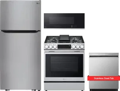 4 Piece Package Includes Refrigerator, Range, Microwave And Dishwasher