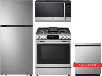 4 Piece Package Includes Refrigerator, Range, Microwave And Dishwasher