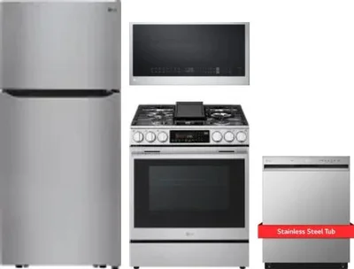 4 Piece Package Includes Refrigerator, Range, Microwave And Dishwasher