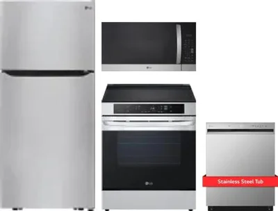 4 Piece Package Includes Refrigerator, Range, Microwave And Dishwasher