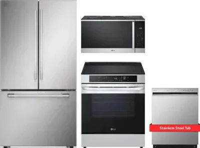 4 Piece Package Includes Refrigerator, Range, Microwave And Dishwasher